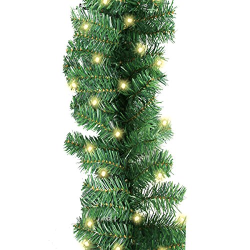 10Ft Prelit Christmas Garland with 50 LED Lights Battery Operated