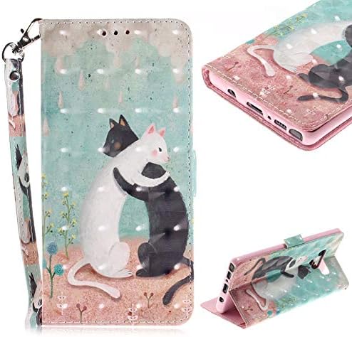 Cistor Wallet Case for Samsung Galaxy Note 9,Stylish 3D Painting Stand Flip Cover Shockproof PU Leather Protective Case with Strap Card Slot Magnetic Closure for Samsung Galaxy Note 9,Couple Cat
