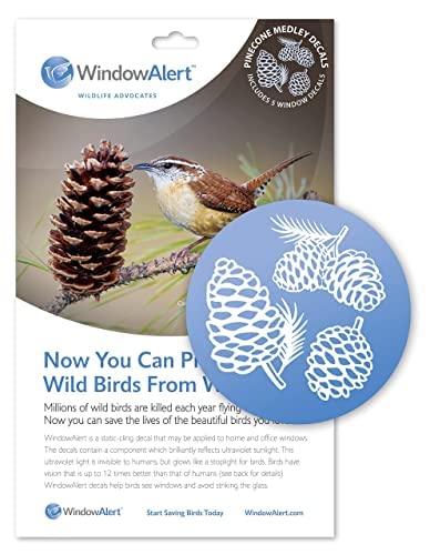 WindowAlert Pinecone Anti-Collision Decal - UV-Reflective Window Decal to Protect Wild Birds from Glass Collisions - Made in The USA