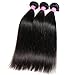 VRBest Hair Virgin Brazilian Straight Human Hair Extensions 3 Bundles Unprocessed Brazilian Virgin Hair Weave Bundles Natural Black Color (20 22 24 inches)