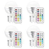 MELPO LED Color Changing Light Bulb with Remote Control, 3W E26 Dimmable RGB Light Bulbs for Birthday Party/KTV Decoration/Household/Bar/Wedding (Pack of 4)