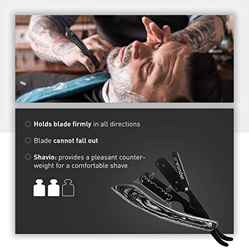 Straight Razor urwunder - Shavio- German Safety Shaver - 4-Pin Blade Holder (Black arm/Black Wood)