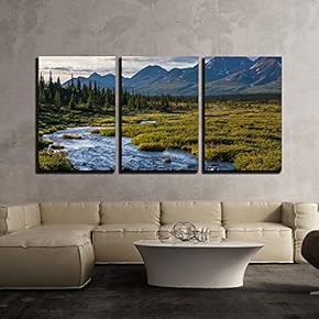 River in Tundra on Alaska x3 Panels