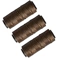 3 Rolls Sewing Threads Weaving Threads Using for Hand Sewing Hair Weft Hair Extensions Wig DIY (Dark Brown)