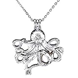 Octopus Pearl Cage - Silver Ocean Octopus Locket Pendant Necklace