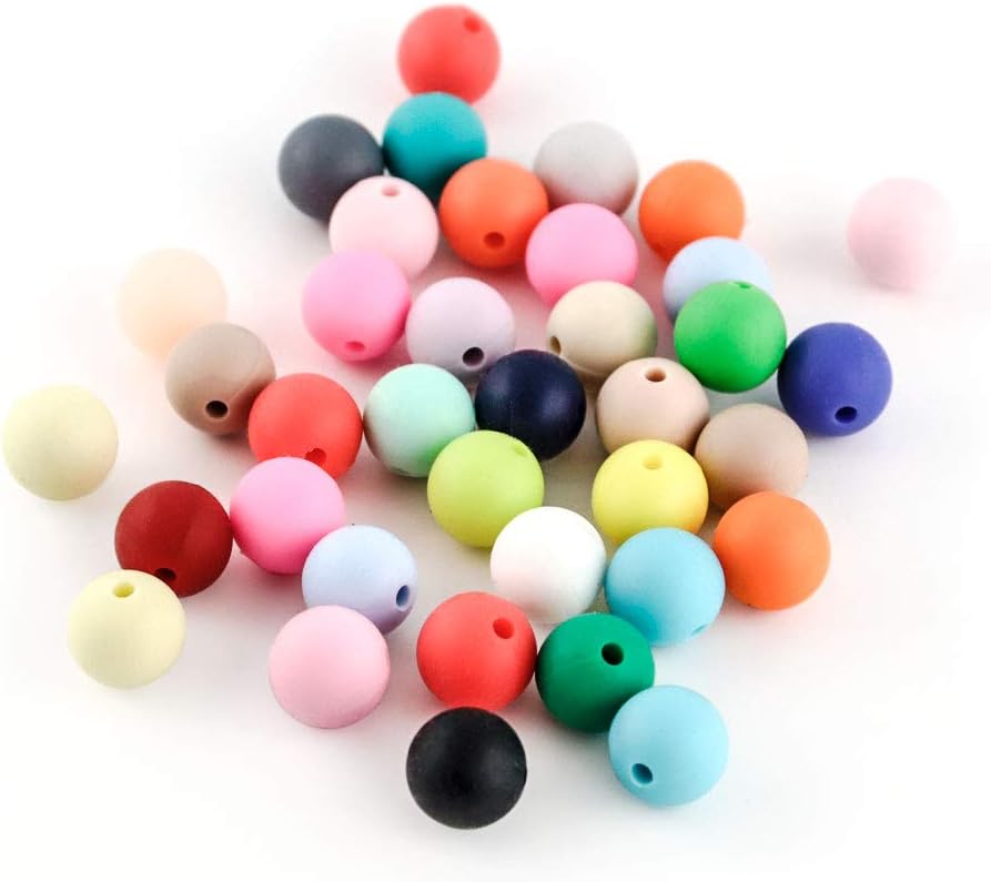 RUBY- 100 Pcs 12mm Silicone Beads Organic Teething Balls Mix Color Food Grade For Teether DIY Necklace (12mm)