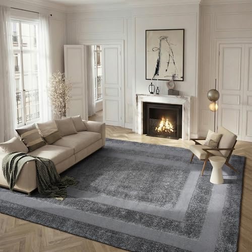 SAFAVIEH Florida Shag Collection Area Rug - 9'6" x 13', Grey & Grey, Border Des…
