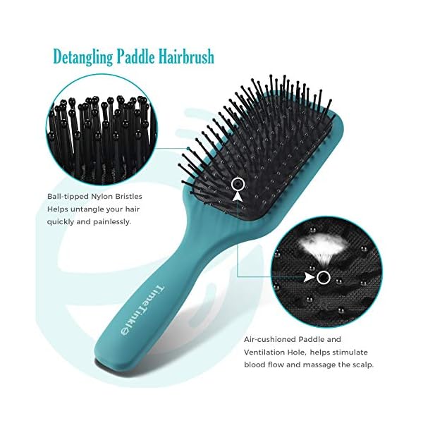 TimeTinkle 4 PCS Hairbrush Set - Detangler, Styling Brush, Tail Comb & Wide Tooth Comb for Women, Men and Kids, Great on…