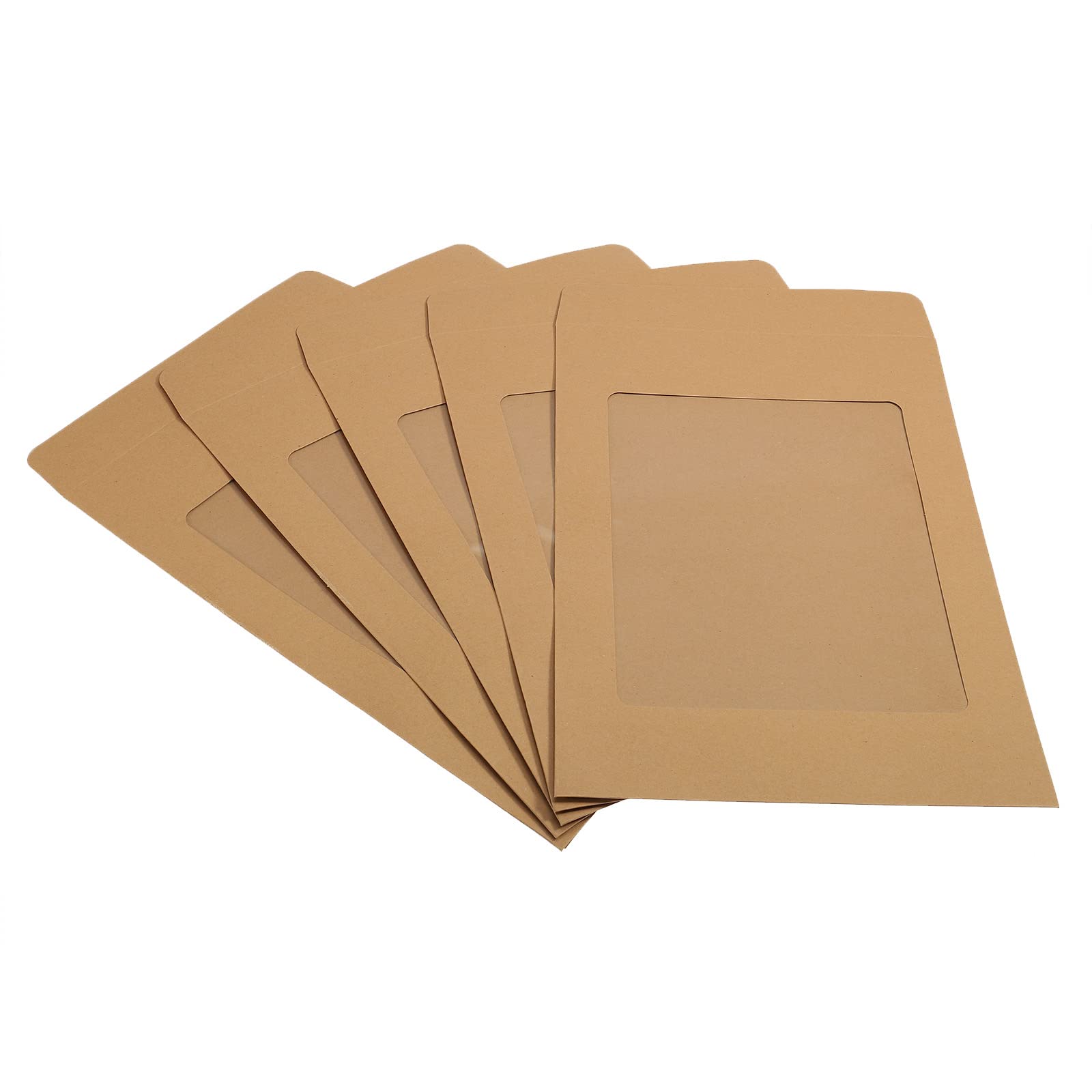 PATIKIL Full Face Window Envelopes 10 Pack A4 Clear Single Sided for Mailing Statement Photos Catalogs, Brown