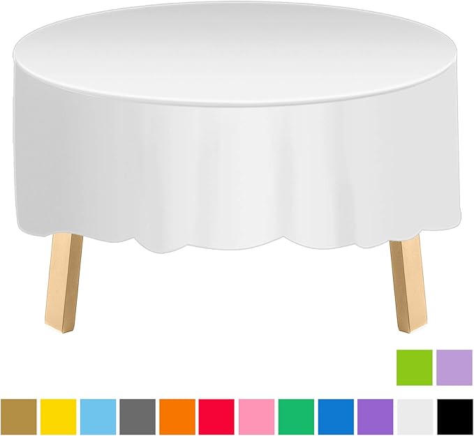 Aneco 6 Pack Round Disposable Tablecloths 84 Inch Plastic Tablecloths Table Cloths Table Covers
