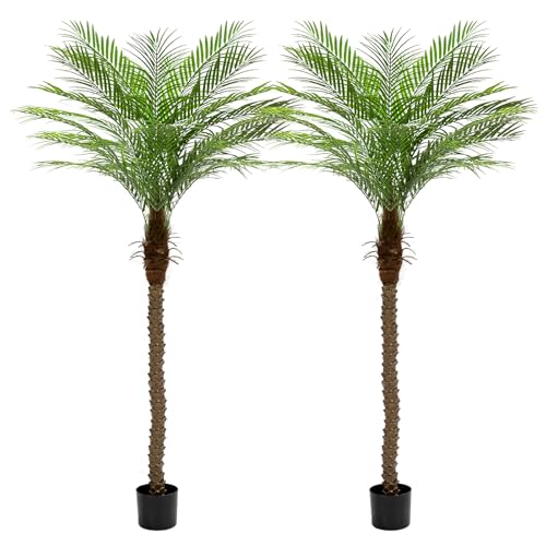 ZEEOZE 210 cm Artificial Palm Tree Phoenix High Artificial Palm Trees with 15 Adjustable Leaves Faux Phoenix Palm Trees for Outdoor Terrace, Swimming Pool, Home Office, Living Room, Garden (2 Pieces