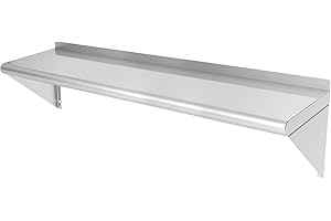 JOPHUN Stainless Steel Wall Mount Shelf 12" x 48", NSF Commercial Floating Shelving for Restaurant, Kitchen, Home Kitchen, Hotle