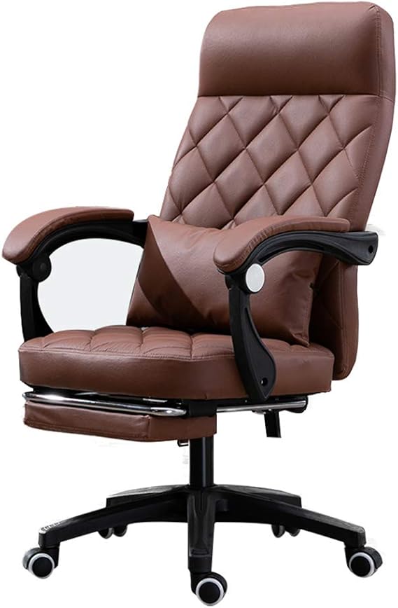 Office Chair Swivel, with Retractable Footrest Lumbar Pillows Computer Racing Chair PU Massage