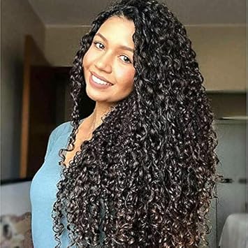 Amazon Com Blue Bird Synthetic Lace Front Black Curly Wig Long