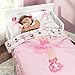 EVERYDAY KIDS 4 Piece Toddler Bedding Set -Born to Dance Ballerina- Includes Comforter, Flat Sheet, Fitted Sheet and Reversible Pillowcase