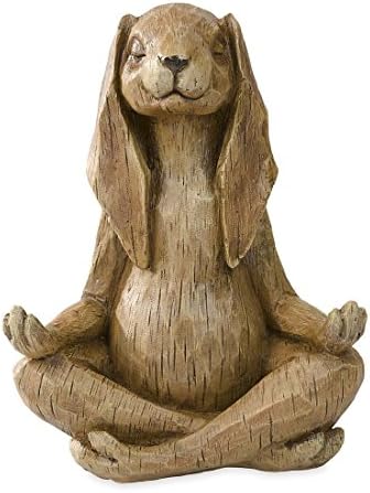 Wind Weather Go7683 Meditating Rabbit Statue Garden Sculpture, Brown