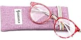 SOOLALA Clear Lens Cateye Glasses Magnifying Reading Glasses Customized Strengths