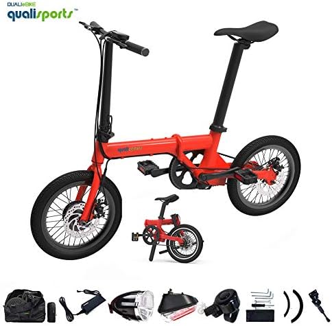 QUALISPORTS Nemo 16inch Seat Post Built-in Battery (36V 7Ah) Folding Electric Bike,Foldable Lightweight Frame Ebike with Disc Brakes and Fenders, 250W Hub Motor Portable Folding Ebike for Adult