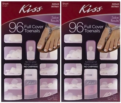 2-PACK Kiss 96-Count TOENAILS - Full Coverage Short Toenails by Kiss Gel Fantasy