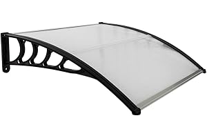 AGANS Outvita Window Awning Door Canopy 40"x35.4", Polycarbonate Cover Front Door Outdoor Patio Awning Canopy UV Rain Snow Sunlight Protection Hollow Sheet, Clear Board & Black Bracket