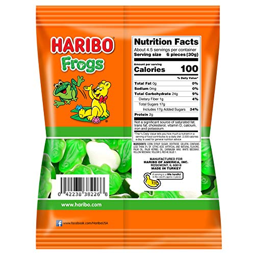 HARIBO GUMMI CANDY, FROGS, 5 OUNCE