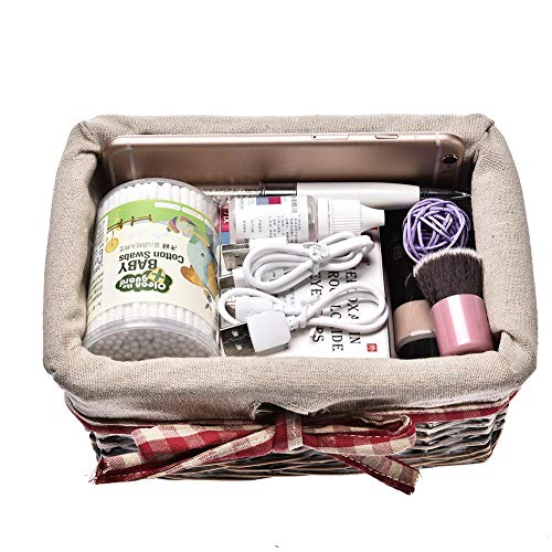 Labyrinen 4PCS Covered Rattan Storage Box, Collection Basket of Household Sundries, Drawer Storage Box, Wardrobe Basket, Key Remote Control Storage Basket - Thumbnail 5