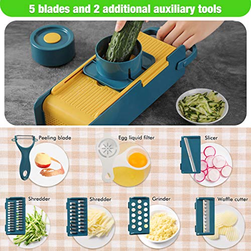 FUHUIM Mandoline Slicer, 7 in 1 Adjustable Vegetable Slicer, Fits for