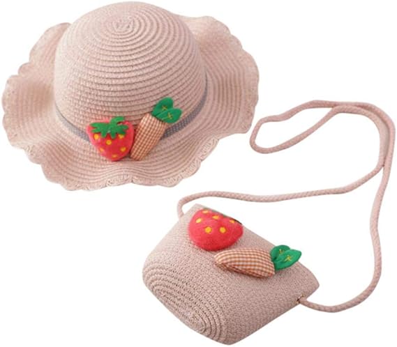 Amazon ベビー 帽子 女の子 麦わら帽子 ショルダーバッグ 日よけ帽子 キッズ 2点セット キャップ あご紐付き つば広 折りたたみ 軽量 イチゴ 可愛い 子供 Uvカット サンバイザー日焼け止め 旅行 春 夏 ピンク セット 帽子 通販
