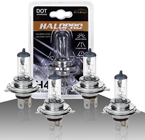 HaloPro Basic 4pcs H4 9003 HB2 12V 60/55W Headlight High&amp;Low Beam Halogen Bulb 3000-4000K Night White Land Rover / Acura / MAZDA