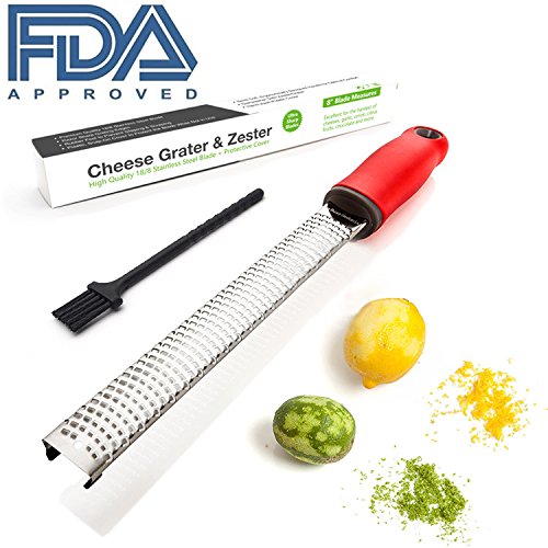 Stainless Steel Grater, Cheese, Lemon, Ginger & Potato Zester with Plastic Cover