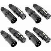 GDQLCNXB XLR 3 Pin Male/Female Audio Mic Microphone Connector, Black Housing,4-Pair (XLR Male/Female)