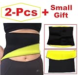 2-pc ibuylinks Hot Neoprene Slimming Waist Body Shaper, Training Xtreme Shaper Belt For Weight Loss & Burns Fat Unisex For Men and Women + Free Gift RFID blocking credit card sleeve (XXL)