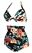 Cocoship Retro 50s Black & Colorful Rose Floral Halter High Waist Bikini Carnival Swimwear M(FBA)