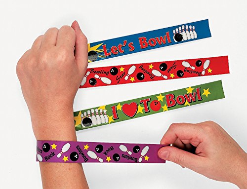 Bowling Party 133 piece Party Pack Bundle Kid's Favors (12 Goodie Gift Boxes, 12 Slap Bracelets, 72 Tattoos, 12 Gold Medals, 24 Pencils, Bonus Folding Flying Disc)