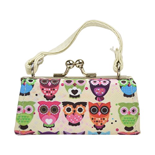 Owl Lipstick Case with Handle Kids Coin Mini Purse Cream