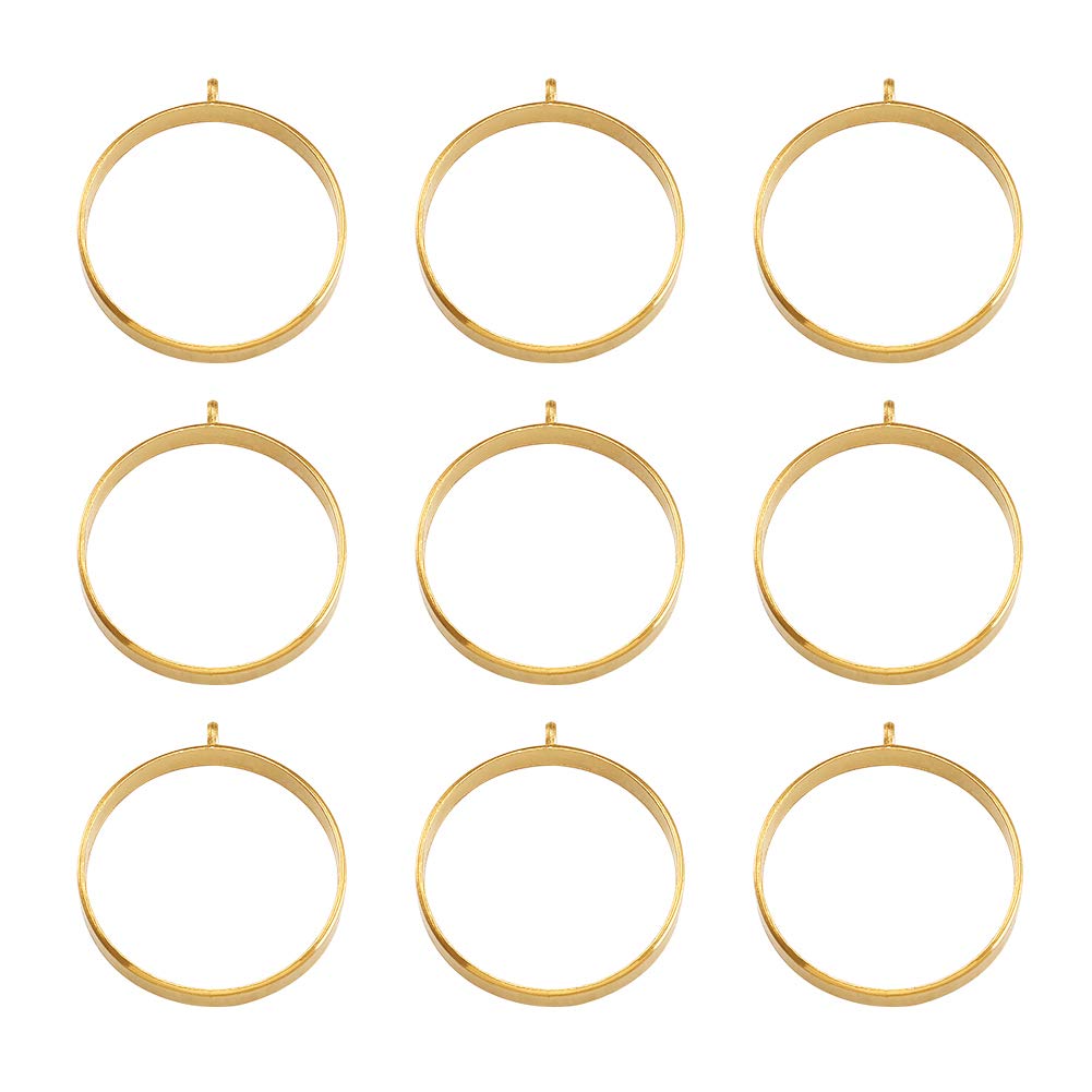 Cheriswelry 10pcs Open Back Bezel Pendants Golden Geometric Round Circle Hollow Frames Trays Molds for DIY Resin Jewellery Crafts Making