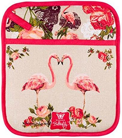 Ashdene Madame Butterfly Flamingo Rose Potholder