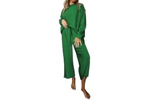 SHEWIN Women's 2 Piece Outfits Sweatsuit Casual Long Sleeve Pullover Tops and Drawstring Wide Leg Pants Lounge Sets