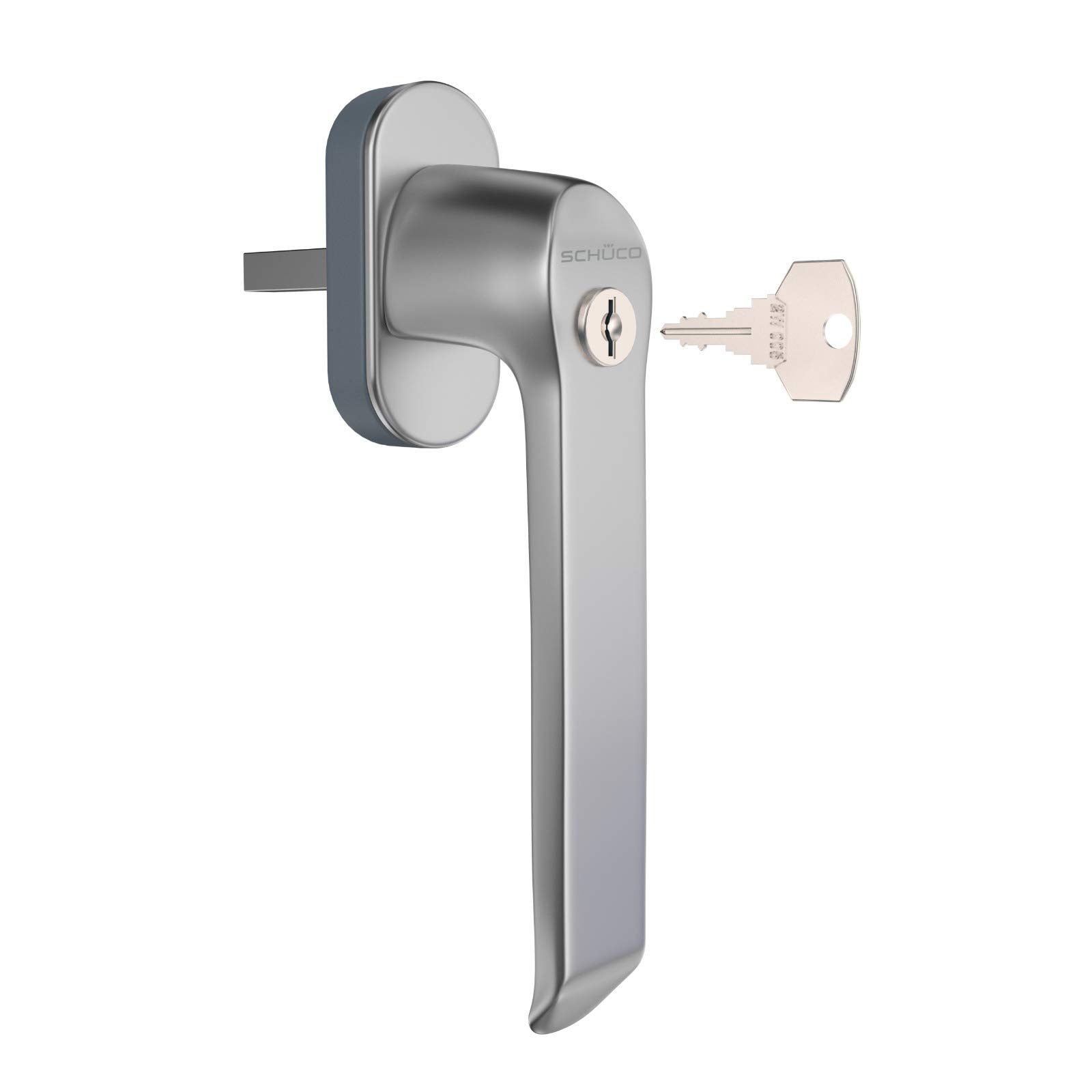 Schüco Silver Lockable Window Handle, Universal, 43 mm, Aluminium, Silver