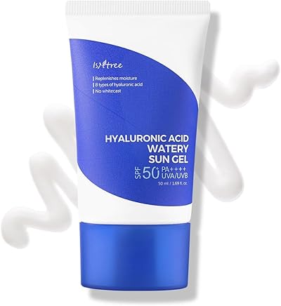 ISNTREE Hyaluronic Acid Watery Sun Gel 50 ml | SPF 50+ PA++++ | Korean Sunscreen | Lightweight & Hydrating Gel | No White Cast | Daily UV Protection