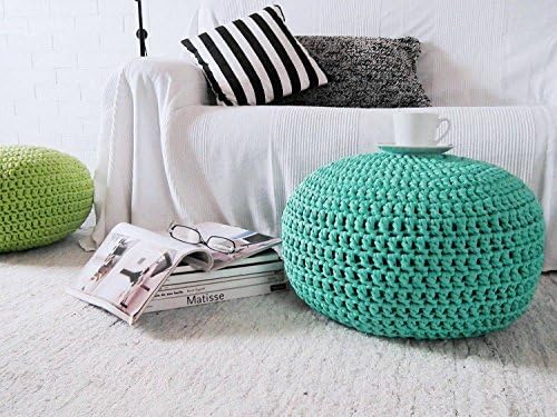 Aqua Turquoise Nursery Footstool Pouf Ottoman- Unstuffed Ottoman