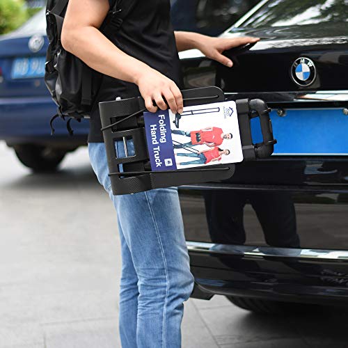 WOHOME Portable Folding Hand Truck, Hand Cart 150 lb Capacity with 4 Wheels for Luggage, Travel, Moving, Shopping, Office Use