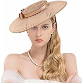 Vintage Fascinators Pillbox Hat for Women Straw Fedora Wide Brim Ladies Church Sinamay Derby Hats