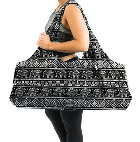 Yogiii Large Yoga Mat Bag | The Original YogiiiTotePRO | Large Yoga Mat Tote Sling Carrier with Side Pocket | Fits Most Size Mats (Thai Elephant)