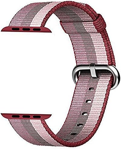 Smart Watch Band, Honest kin Newest Woven Nylon Band for Apple Watch Series 42mm 3 / 2 / 1, Comfortably Light With Fabric-Like Feel Wrist Strap Replacement with Classic Buckle (Pink)