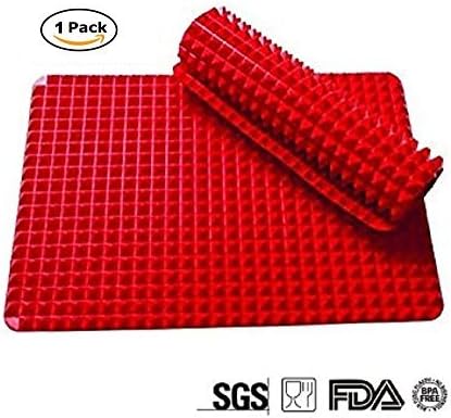 New Silicone Baking Mat Sheet Non-slip Pyramid Square Design,Healthy Cooking Mat Professional Heat-Resistant &amp; Fat-reducing 11" x 15.5"