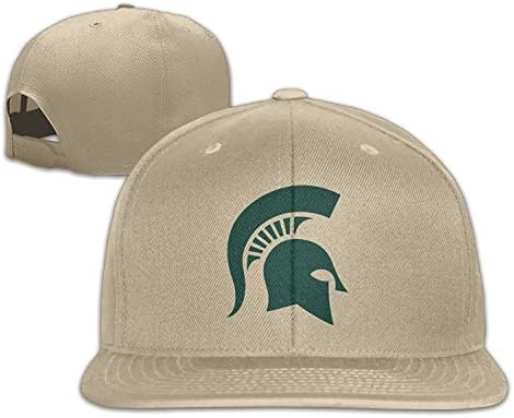 Michigan State Spartans Flat Brim Baseball Cap Hat Snapback Adjustable One Size Unisex Natural