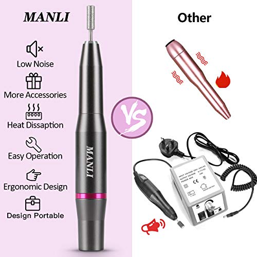 Portable Electric Nail Drill,11 in 1 Machine Professional 20000 RPM Manicure Pedicure Nail File Drill Kit Set for Acrylic, Gel Nails, Manicure Pedicure Polishing Shape Tools Design for Home Salon Use