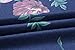 kigod Women's Casual Floral Print Tops Blouse Crew Neck Short Sleeve T-Shirt with Pocket (Navy, Medium)