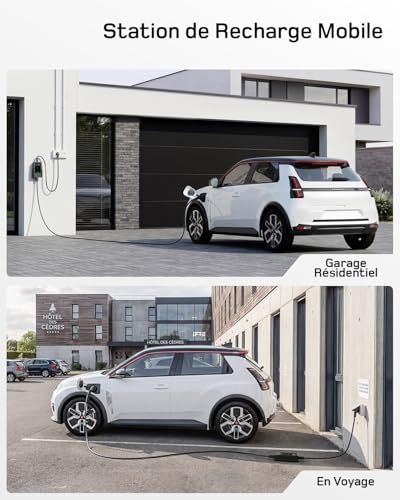 dé 3.7kW Electric Car Charger APP [10m, 6-16A] Electric Car Charging Cable with Wall Mount, Type 2 Digital LCD Charger, Compatible with E-208, Model Y, E-Tech and Other EV/PHEV